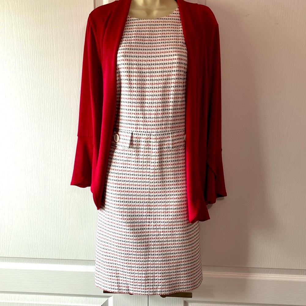Brooks Brothers Red and White Midi Dress